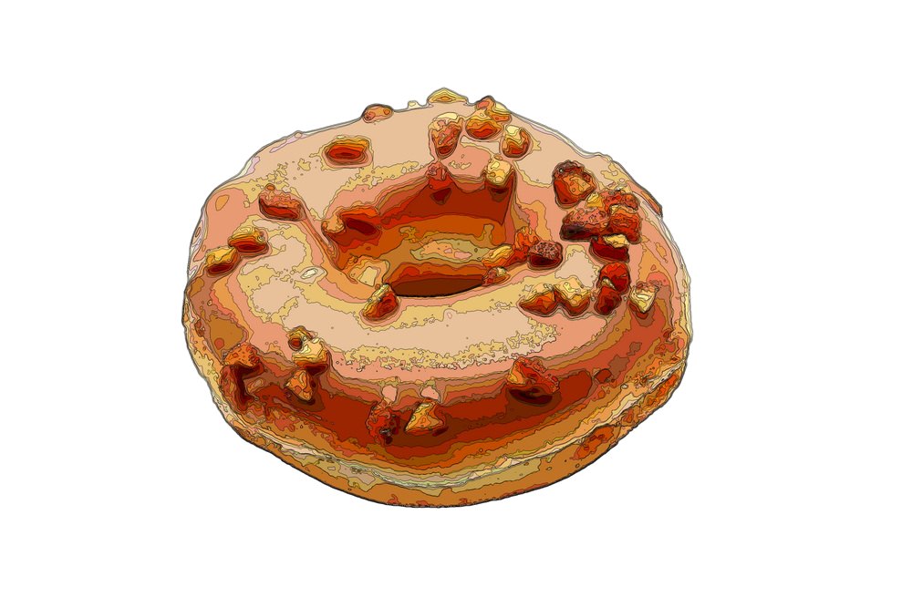 Illustration_of_Caramel_Almond_Crunch_doughnut_divided_by_lines_