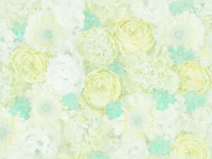黄色、白、緑の花のドローイング
