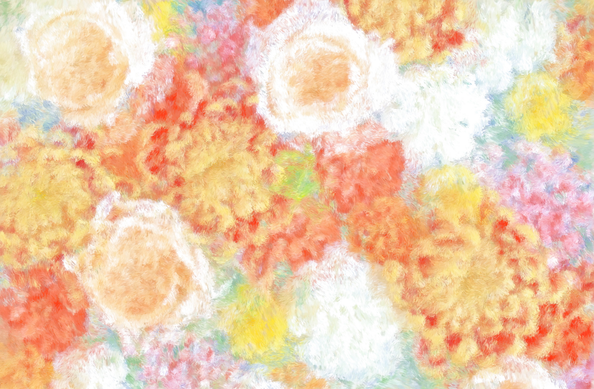 Chrysanthemums and roses painted with an impressionist touch