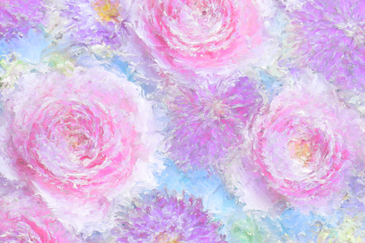 ピンクの花のパステル画